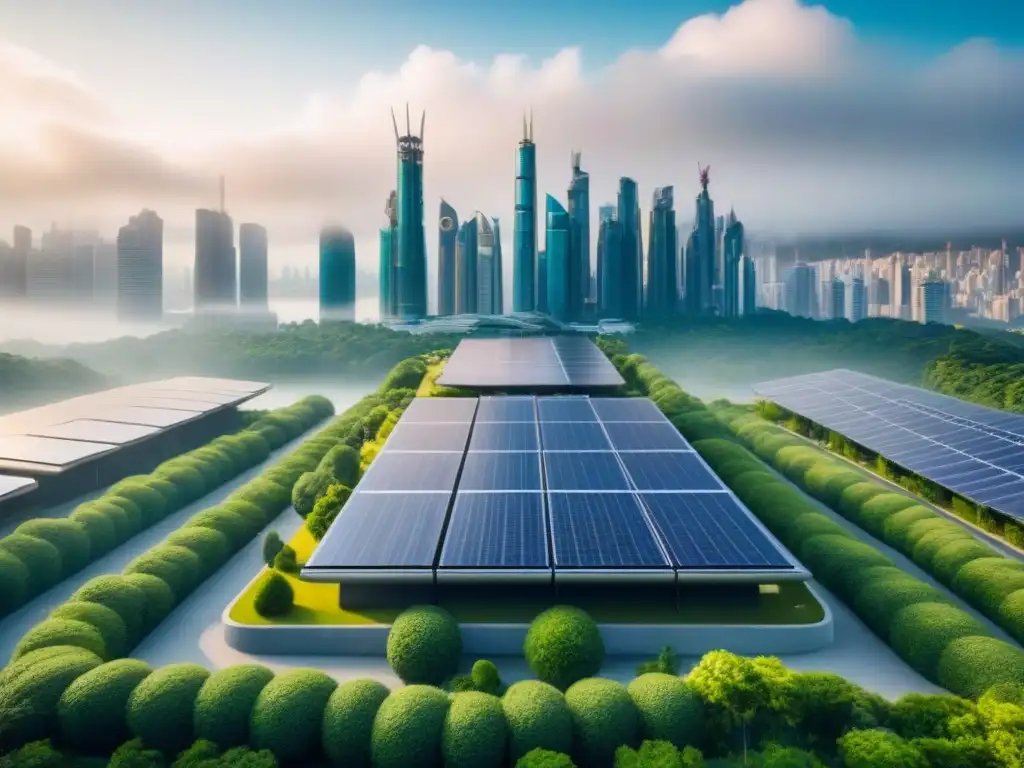Arquitectura futurista en armonía con la naturaleza urbana Un edificio sostenible integrado a la naturaleza, combinando diseño futurista y conservación arquitectónica tendencias desafíos