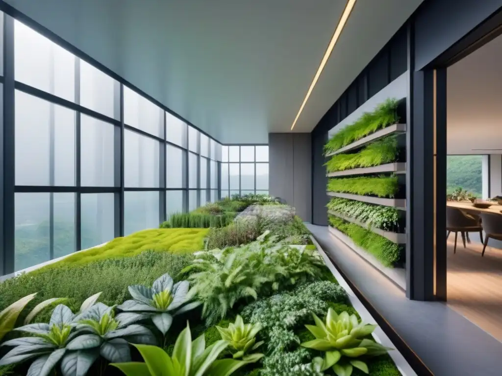 Edificio sostenible: diseño innovador de ventilación natural Edificio sostenible con ventilación natural y diseño innovador, rodeado de vegetación exuberante