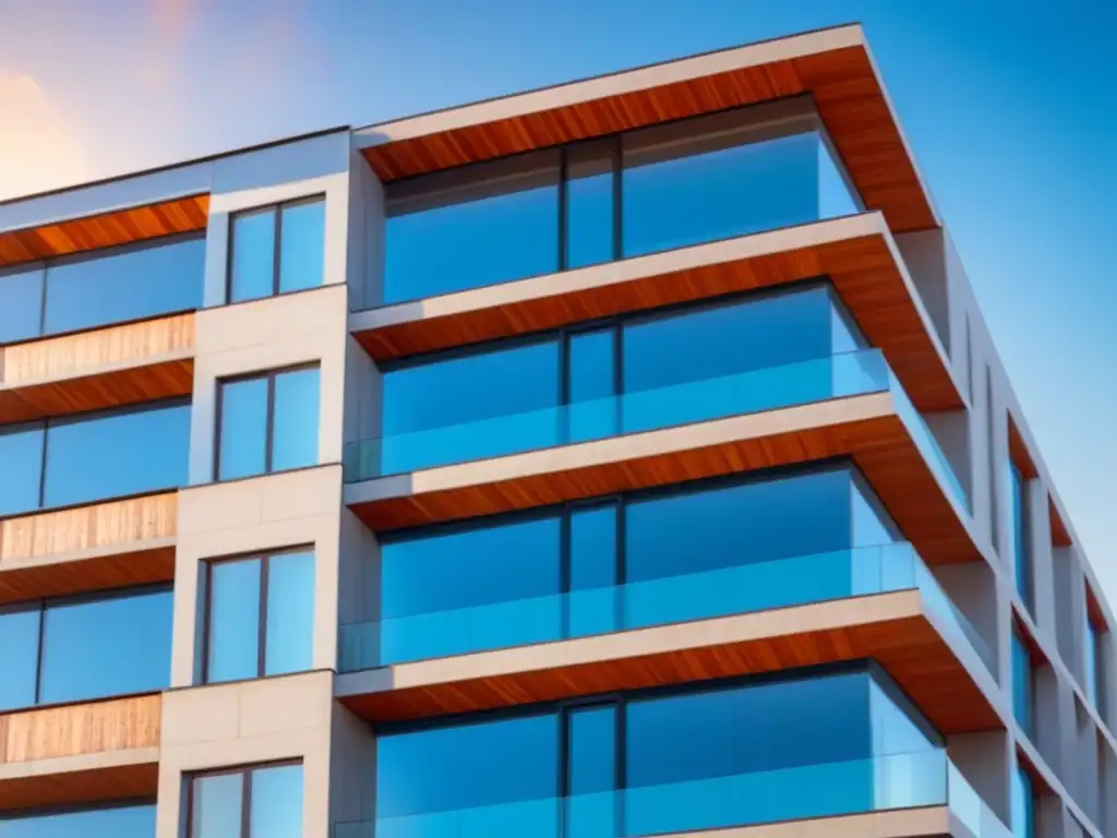 Ecoedificio moderno con ventilación natural y eficiencia energética Edificio sostenible con ventilación natural y diseño arquitectónico vanguardista, destacando beneficios energéticos