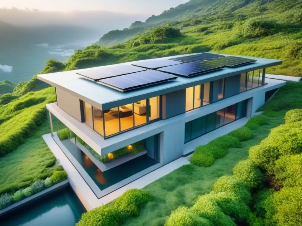 Edificio sostenible: arquitectura moderna en armonía con la naturaleza Edificio sostenible con prácticas construcción ecoresponsable integrado con naturaleza