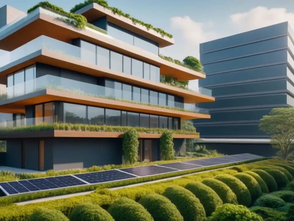 Edificio sustentable en CDMX: innovación ecoamigable Edificio sustentable en CDMX con tecnologías verdes, arquitectura moderna y naturaleza exuberante