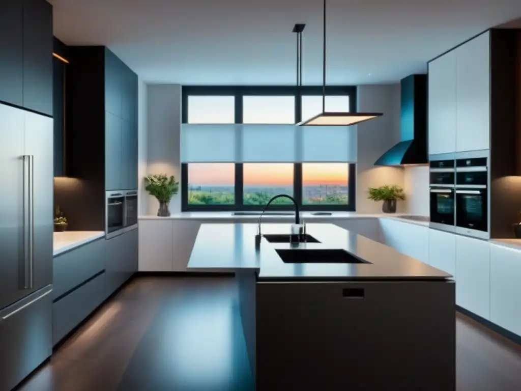 Cocina de lujo: renovación moderna en 8k Elegante renovación de cocina con alta gama de electrodomésticos e isla espaciosa, inundada de luz natural