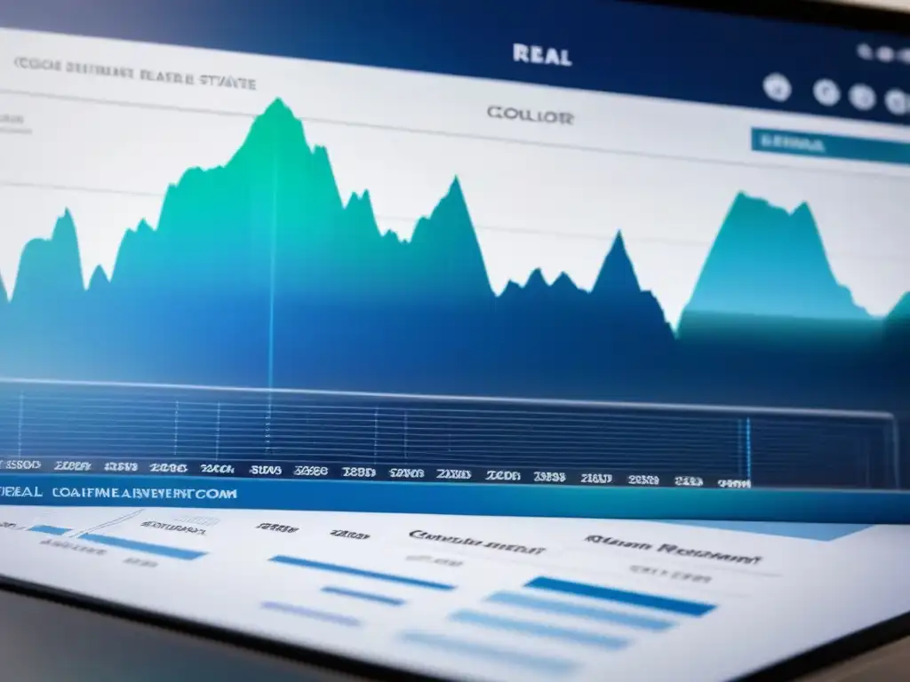 Interfaz digital profesional para inversiones inmobiliarias online Un elegante interfaz digital muestra documentos financieros y legales de inversiones inmobiliarias online