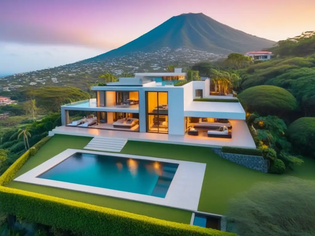 Residencia de lujo en México: Exclusividad y sofisticación Elegante mansión de lujo en comunidad privada en México al atardecer