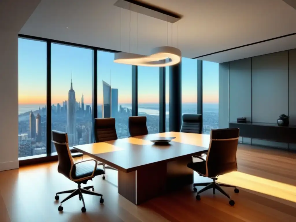 Oficina de lujo: elegancia y profesionalismo en firma inmobiliaria Elegante oficina en firma inmobiliaria de lujo con vista a la ciudad
