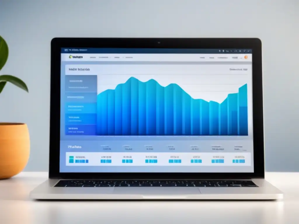Panel de análisis inmobiliario: datos en tiempo real Un elegante panel de análisis de mercado inmobiliario para inversores en una pantalla de computadora, con gráficos interactivos y datos en tiempo real
