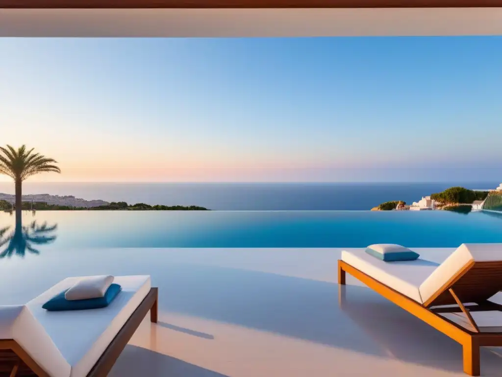 Penthouse de lujo con vistas al mar en España Elegante penthouse en España con vista al mar, terraza espaciosa, piscina infinita y decoración minimalista