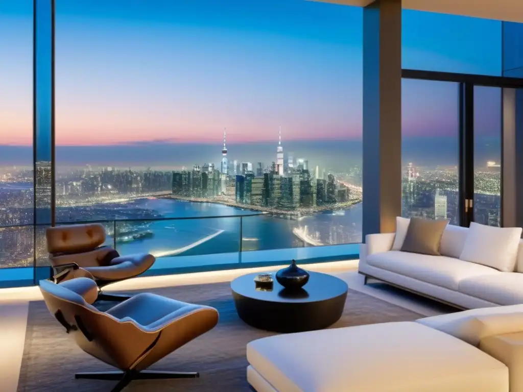 Penthouse de lujo con vistas panorámicas en ciudad internacional Elegante penthouse con vista panorámica de una ciudad internacional, ideal para estrategias inversión mercado inmobiliario internacional