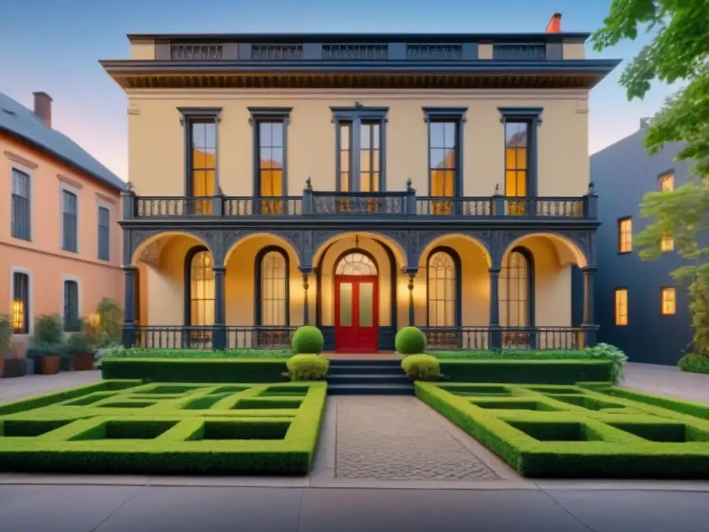 Propiedad histórica restaurada: belleza en 8k Elegante propiedad histórica con detalles arquitectónicos, ventanales y patio encantador