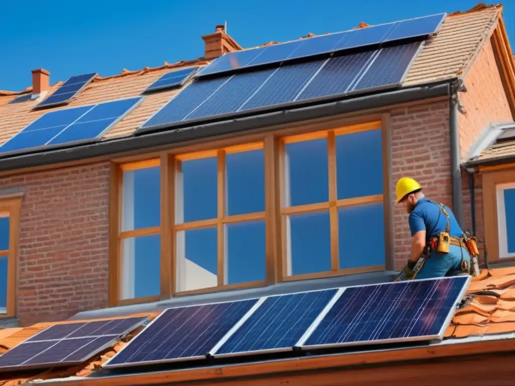Renovación energética: restauración histórica con paneles solares Restauración histórica con renovación energética, instalación de paneles solares y ventanas de doble cristal