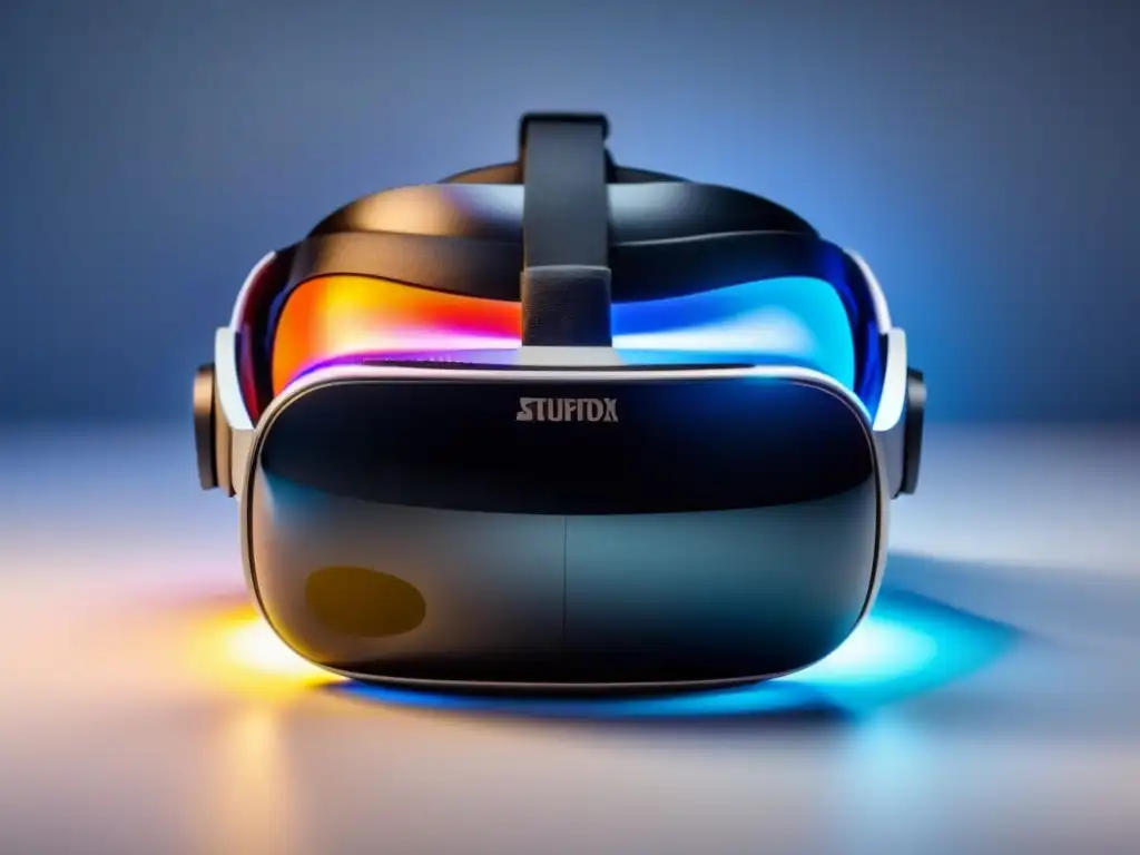 Realidad virtual futurista con tecnología avanzada Equipamiento para crear tour virtual: Auriculares de realidad virtual futuristas, modernos y minimalistas en fondo blanco