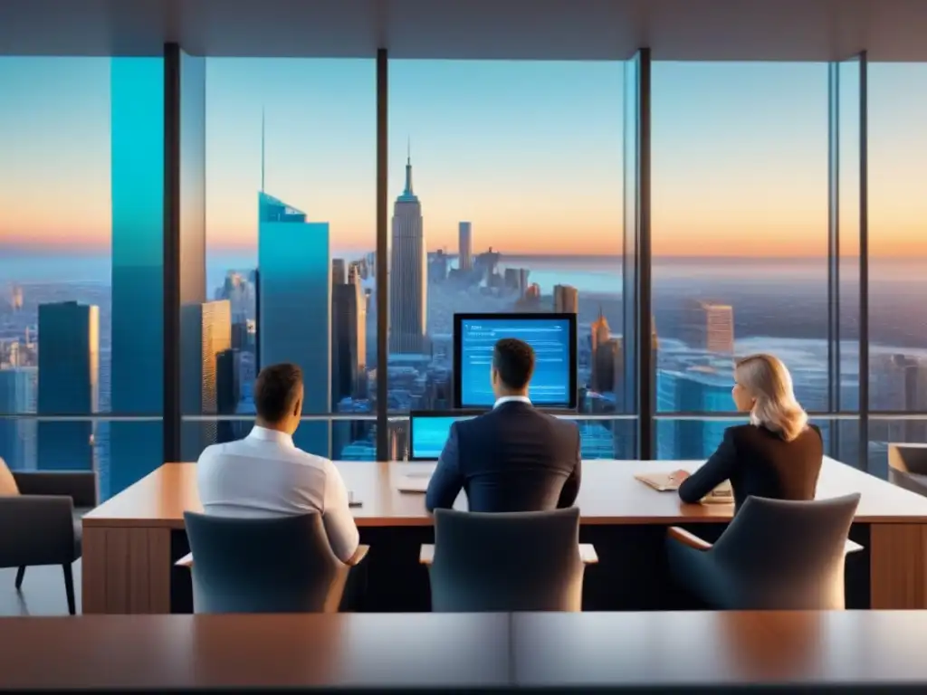 Equipo de abogados inmobiliarios expertos en moderna oficina legal Equipo de abogados inmobiliarios especializados en una oficina moderna, discutiendo Riesgos legales en proyectos inmobiliarios