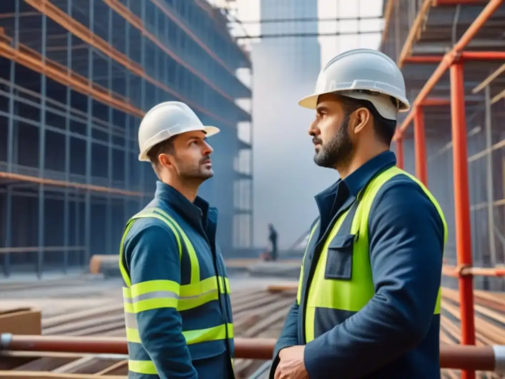 Equipo de arquitectos y ingenieros restaurando edificio histórico Un equipo de arquitectos y ingenieros restaurando un edificio histórico con prácticas sostenibles, rodeados de grúas y andamios