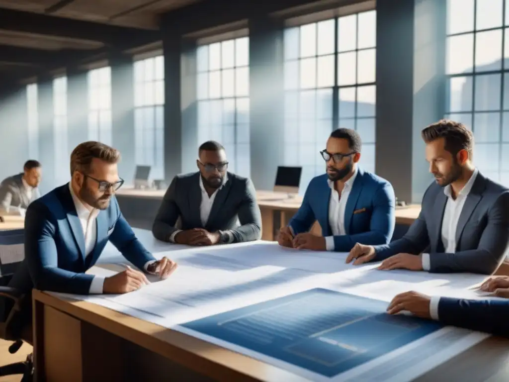 Equipo de arquitectos planificando intervenciones en edificios históricos Equipo de arquitectos y ingenieros planeando estrategias de intervención en edificios patrimoniales