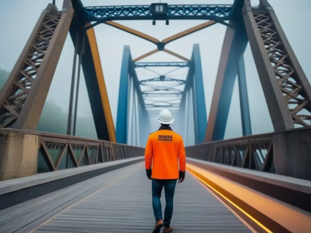 Equipo de arquitectos preservando puente histórico con tecnología 3D de vanguardia Equipo de arquitectos y ingenieros usando tecnologías para conservación de infraestructuras patrimoniales en un puente histórico