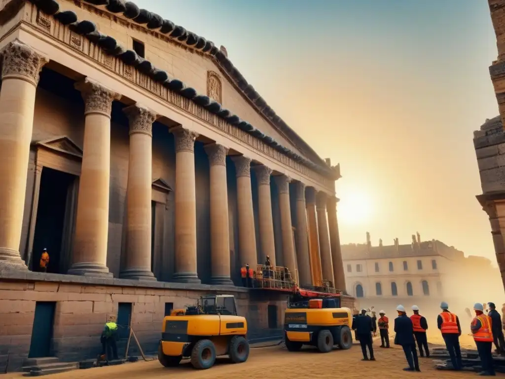 Restauración experta de edificio histórico: tradición y tecnología Equipo experto en restauración de inmuebles históricos y leyes preservando un edificio centenario con meticulosidad