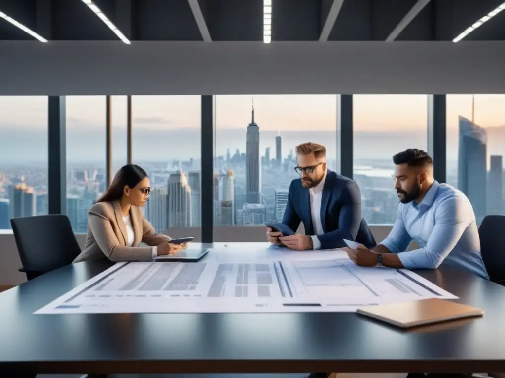 Equipo de ingenieros y arquitectos planificando infraestructura en zona de riesgo Equipo de ingenieros y arquitectos planeando la preservación de infraestructuras en una zona de alto riesgo