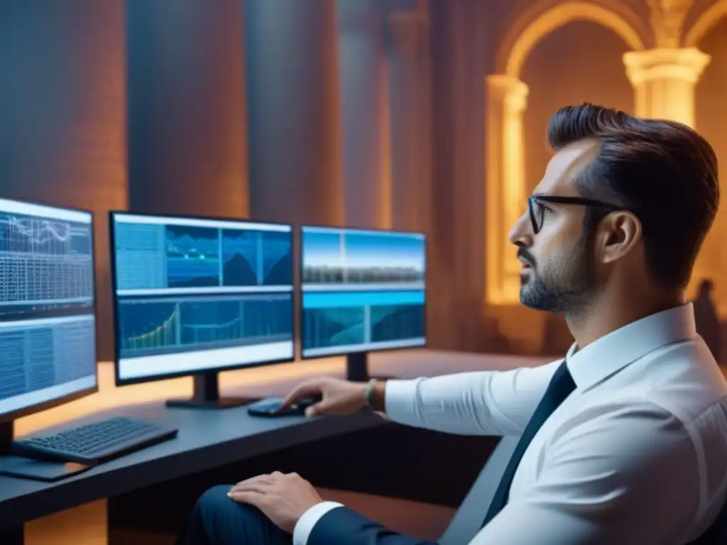 Ingenieros y arquitectos analizan modelos 3D de edificios antiguos en oficina futurista Un equipo de ingenieros y arquitectos analizando modelos 3D de edificios antiguos en sofisticado entorno de oficina