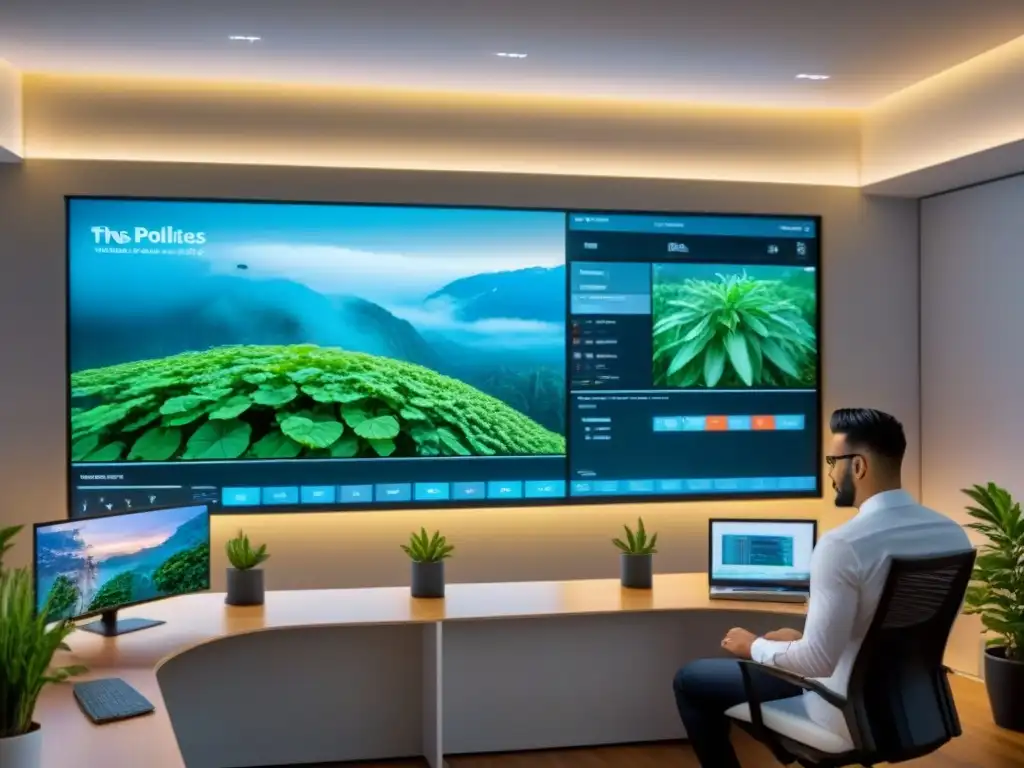 Oficina digital marketing: innovación y estrategia en 8k Equipo de marketing digital para propiedades de inversión en oficina moderna de alta tecnología