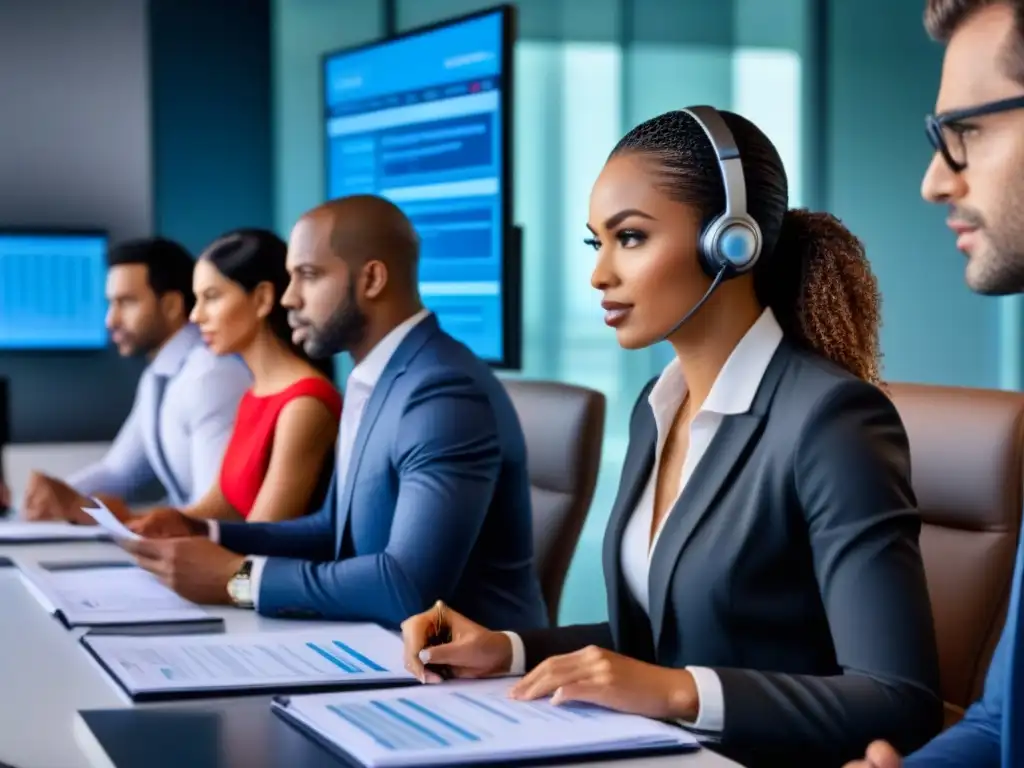 Profesionales en oficina moderna analizan opciones de refinanciamiento Equipo profesional analizando el impacto del refinanciamiento en la puntuación de crédito
