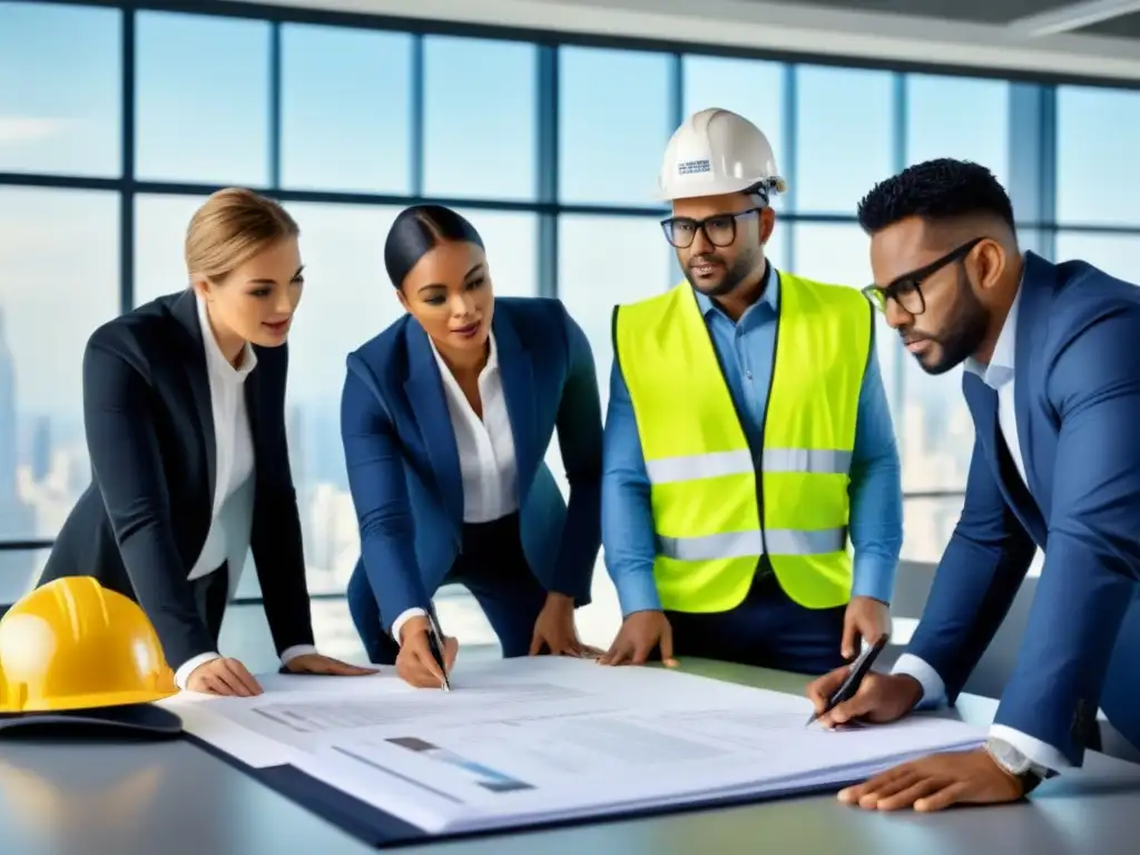 Equipo de profesionales discutiendo permisos legales para proyecto de restauración Equipo de profesionales discutiendo sobre permisos legales para proyecto de restauración, evitando obstáculos burocráticos