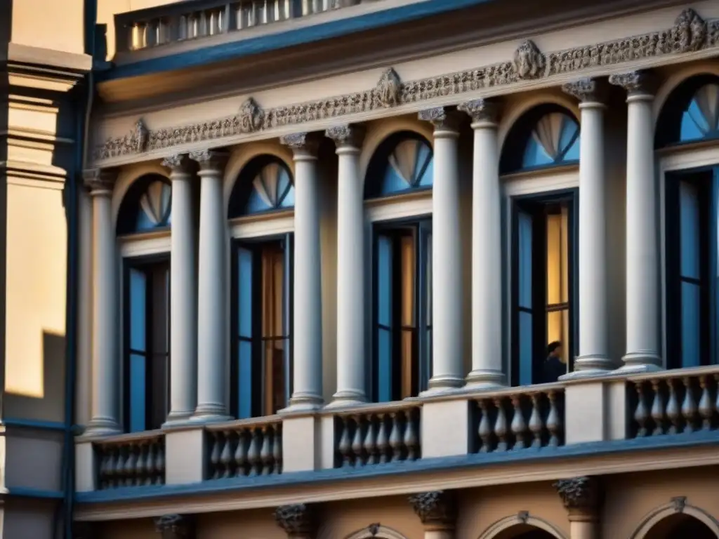Restauración histórica: arte y tecnología en acción Equipo de restauración cuidadosamente trabajando en la fachada de un edificio histórico