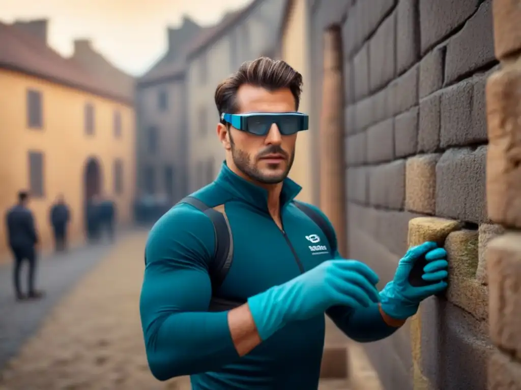Restauración digital con AR: reconstrucción histórica en 8k Equipo usando tecnología en restauración de propiedades, reconstruyendo digitalmente una propiedad histórica en realidad aumentada