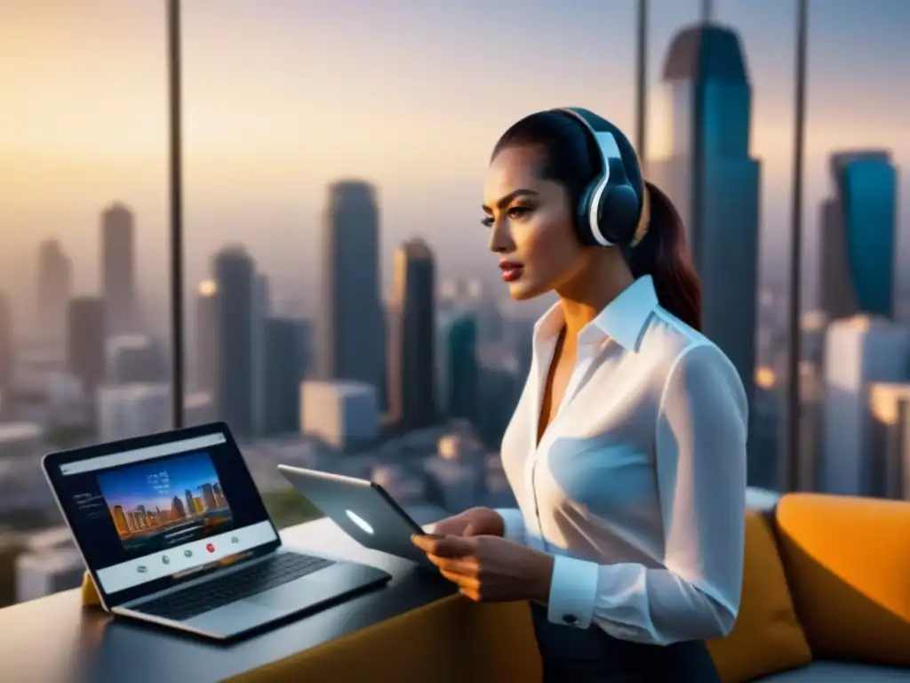 Escena futurista en mercado inmobiliario de México: profesionales analizan indicadores en moderno entorno