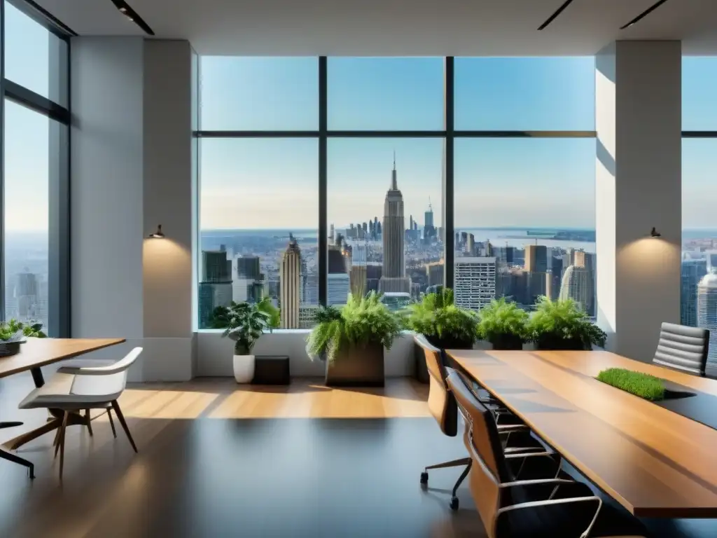 Oficina moderna en la ciudad: reunión de expertos y compradores Una escena de oficina moderna con profesionales discutiendo soluciones hipotecas puente mercado inmobiliario