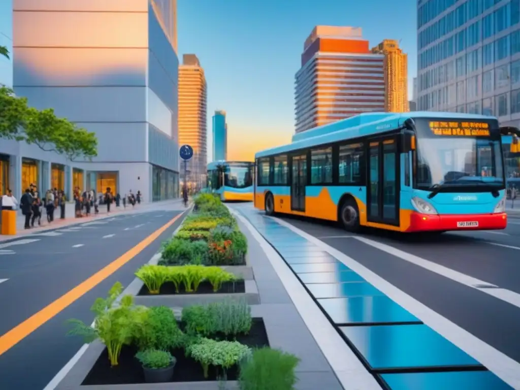 Metrópolis sostenible: arte, naturaleza y modernidad Escena urbana sostenible con edificios modernos, jardines en azoteas y murales coloridos