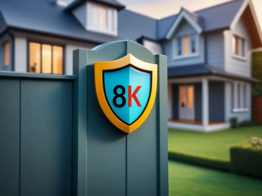 Escudo protector: seguro de hogar sólido y confiable Un escudo robusto protege una casa, simbolizando la importancia de los seguros propietarios en la gestión de riesgos inmobiliarios