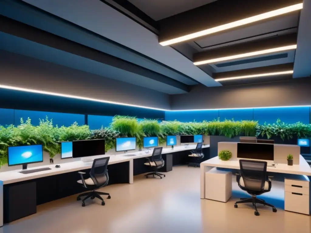 Innovador espacio comercial con medidas de salud y seguridad integradas Un espacio comercial futurista y seguro, con prácticas de seguridad integradas