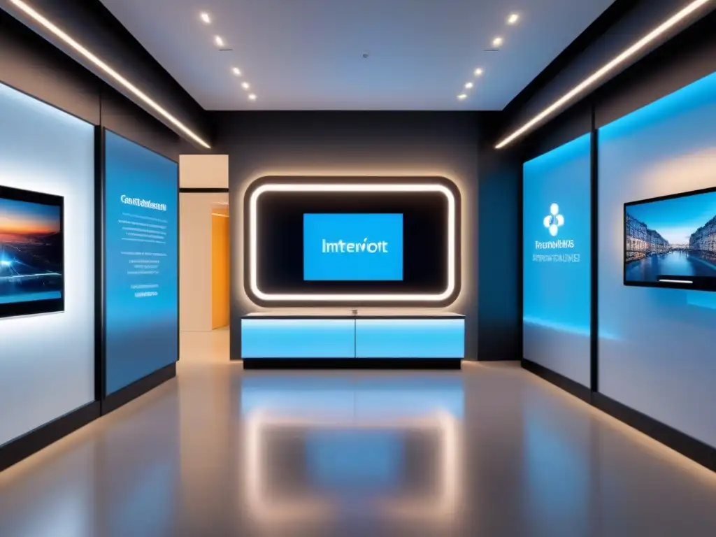 Espacio comercial futurista con tecnología de vanguardia Un espacio comercial futurista con tecnología de realidad aumentada, innovación y sofisticación