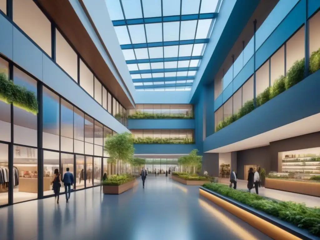 Centro Comercial Futurista: Espacio Multifuncional Innovador Un espacio comercial innovador y vibrante, ideal para investigación mercado desarrollo espacios comerciales