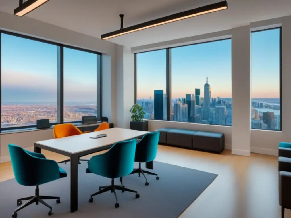 Espacio coworking innovador para emprendedores inmobiliarios Un espacio de coworking para emprendedores inmobiliarios innovadores, moderno y vibrante, con tecnología avanzada y ambiente colaborativo