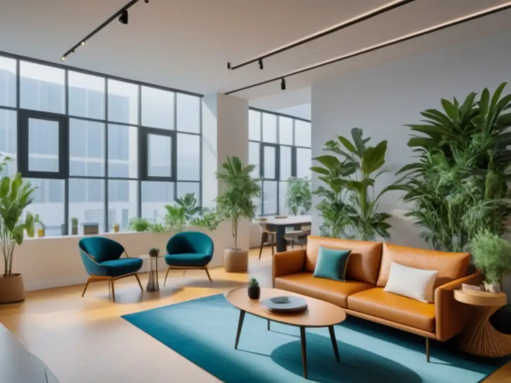 Espacio coworking futurista: diseño minimalista y tecnología de vanguardia Un espacio de coworking y coliving futurista en alta resolución con diseño minimalista y comodidades de alta tecnología