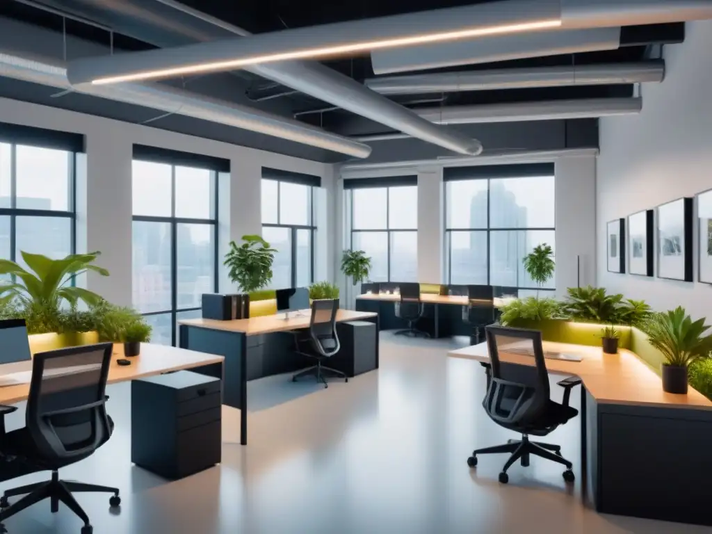 Espacio de coworking moderno y luminoso con diseño vanguardista Espacio coworking moderno con diseño innovador y ambiente creativo