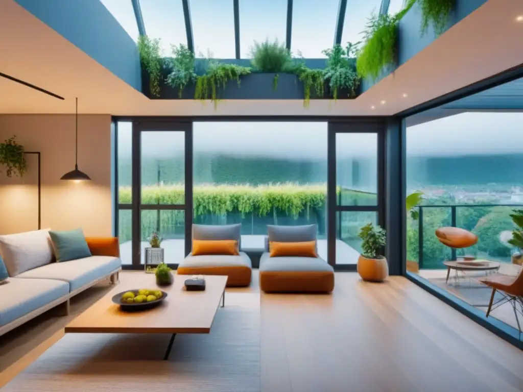Espacio de coliving futurista: arquitectura minimalista y social vibrante Un espacio de coliving futurista con arquitectura minimalista y luminosas ventanas de piso a techo, reflejando la tendencia inmobiliaria del coliving