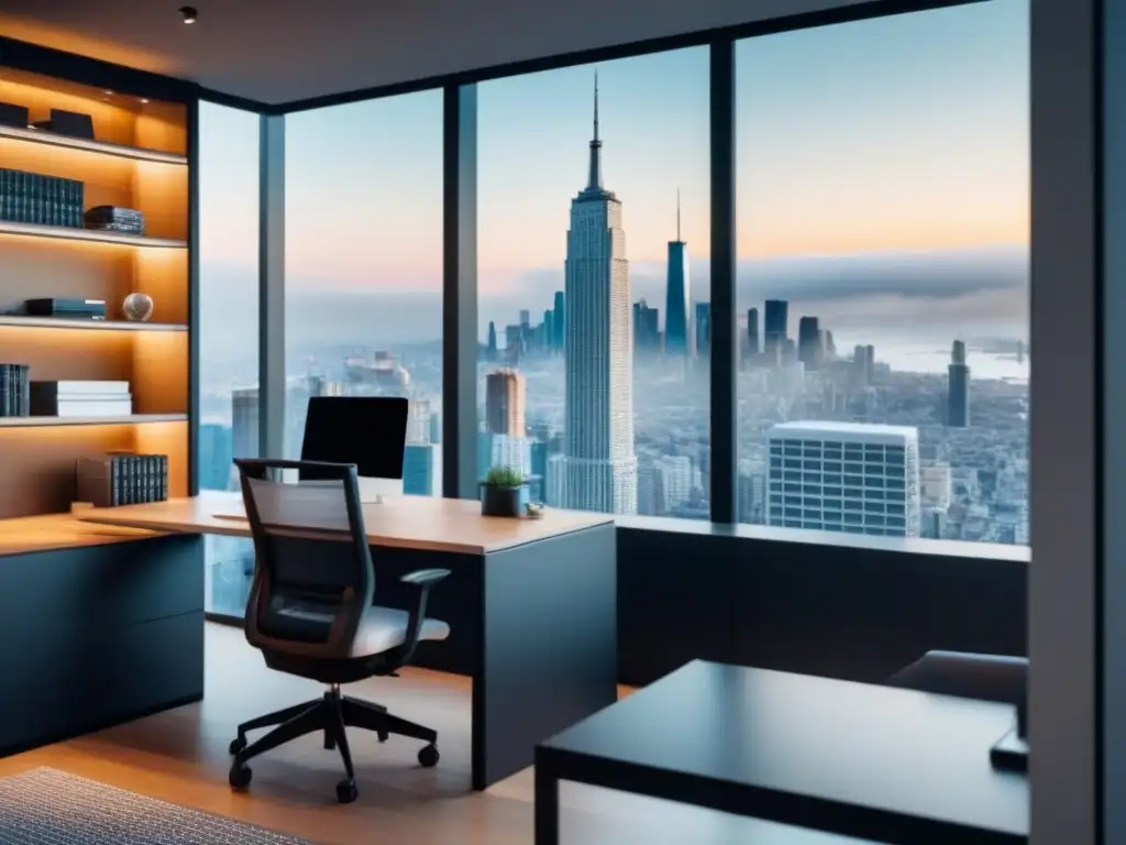 Oficina de lujo y ética en sector inmobiliario Espacio de oficina moderno y lujoso con ambiente ético para profesionales del mercado inmobiliario