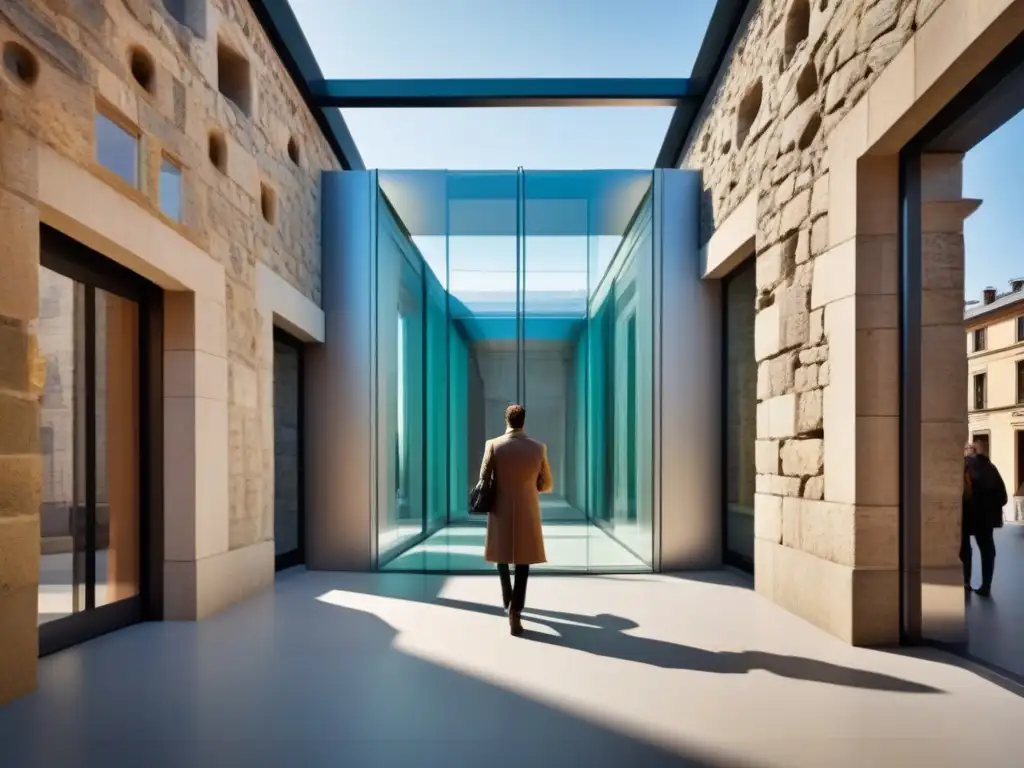 Futuro arquitectónico: fusión histórica y tecnológica Adaptación de espacios históricos: Diseño arquitectónico futurista que fusiona elementos históricos y tecnología moderna en armonía única