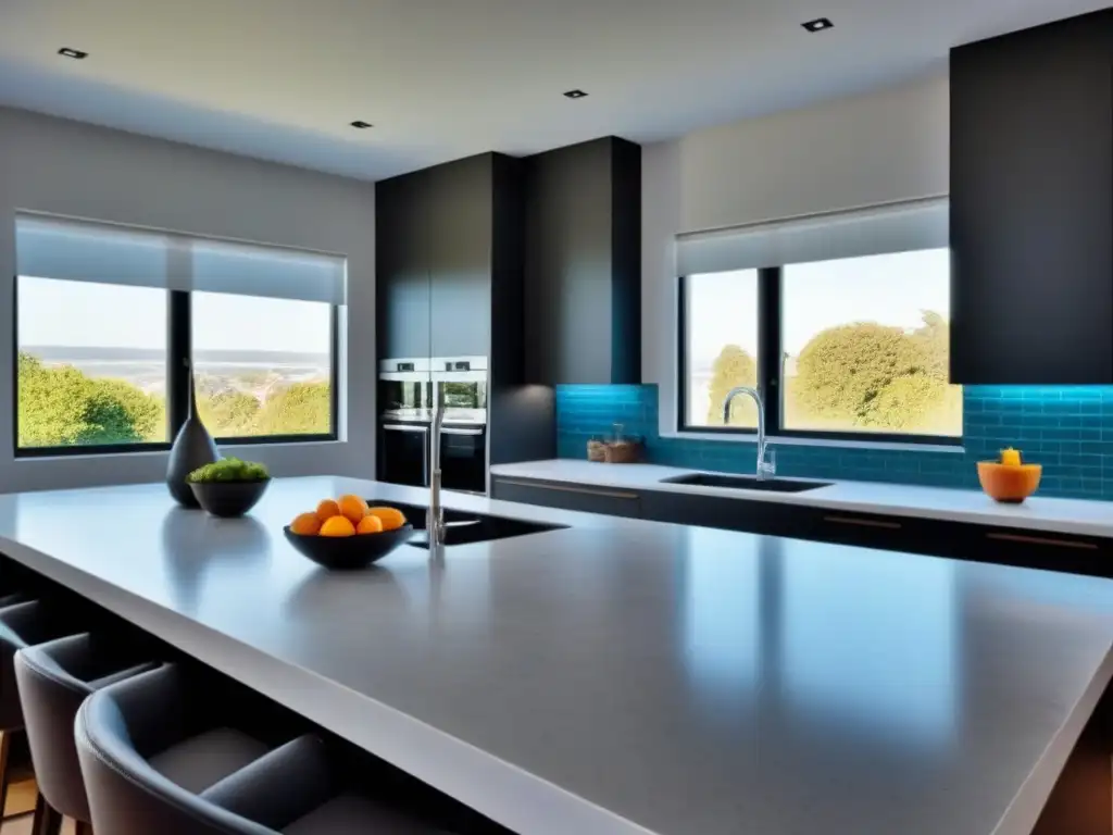 Renovación de cocina moderna y elegante en 8k ultra HD Espaciosa cocina renovada con estilo moderno y elegante