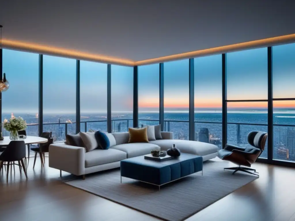 Penthouse moderno de lujo con vista a la ciudad: diseño elegante y luminoso Espectacular penthouse moderno con vista a la ciudad, diseño elegante y toques metálicos, inundado de luz natural