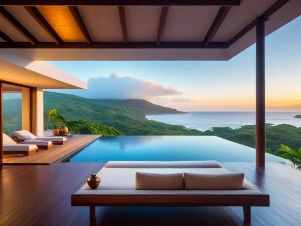 Villa de lujo frente al mar en Nicaragua: exclusividad y relax Espectacular villa de lujo frente al mar en Nicaragua con piscina infinita, rodeada de exuberante vegetación tropical al atardecer