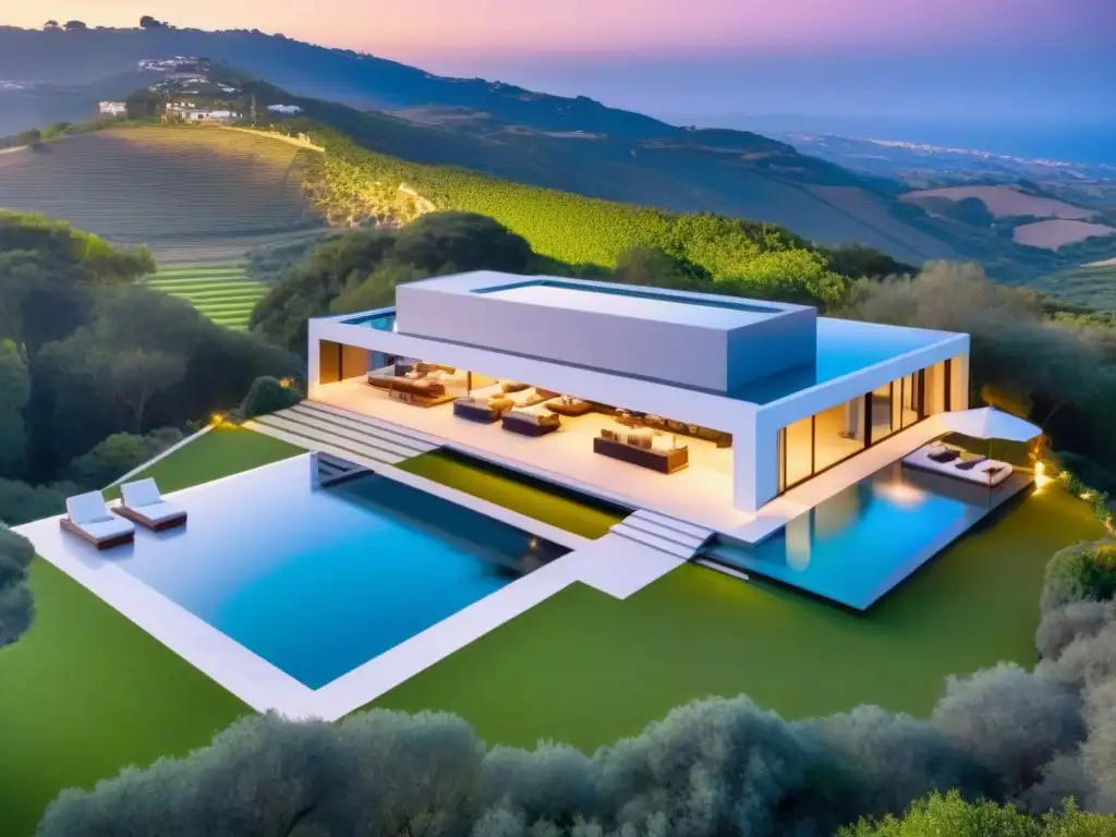 Villa de lujo en paisaje español: arquitectura moderna y piscina infinita Espléndida villa española en la campiña, diseño y arquitectura mercado lujo