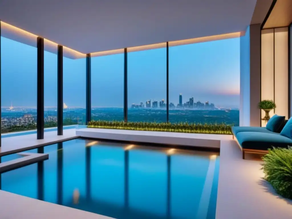 Mansión moderna de lujo con diseño exclusivo y vistas impresionantes en 8k Espléndida mansión moderna con diseño arquitectónico elegante, piscina rodeada de vegetación