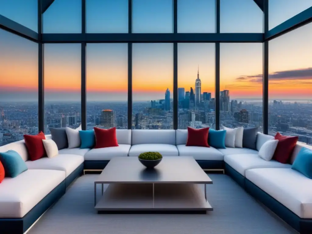 Ático de lujo con vistas panorámicas al skyline urbano Un exclusivo ático moderno con vista a la bulliciosa ciudad, estrategias salida inversiones inmobiliarias