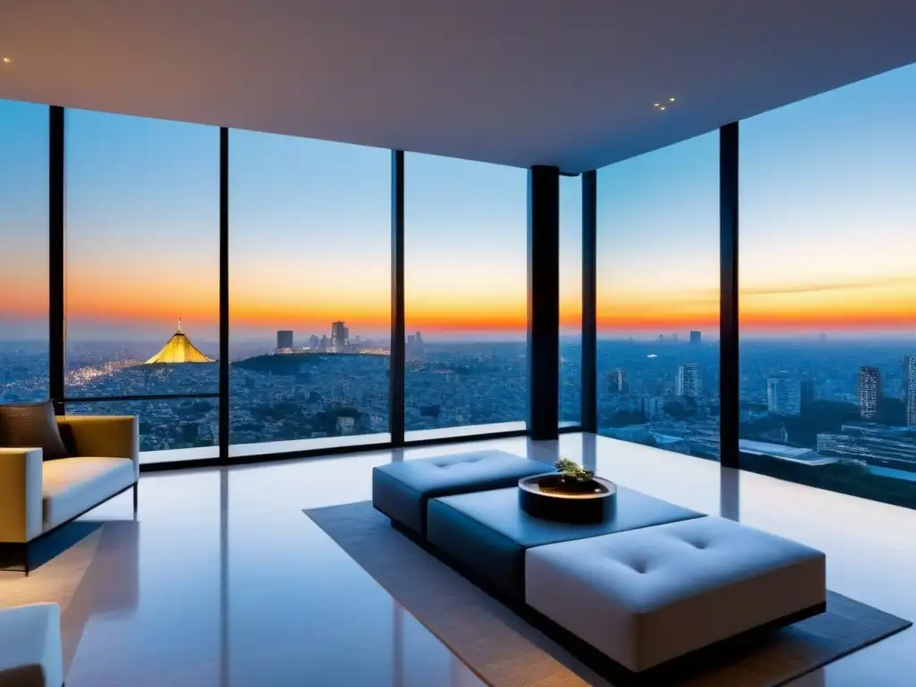 Penthouse de lujo en CDMX: diseño moderno y vistas panorámicas al atardecer Exclusivo penthouse moderno con vista a la ciudad en atardecer, ideal para alta gama en las mejores zonas de propiedades