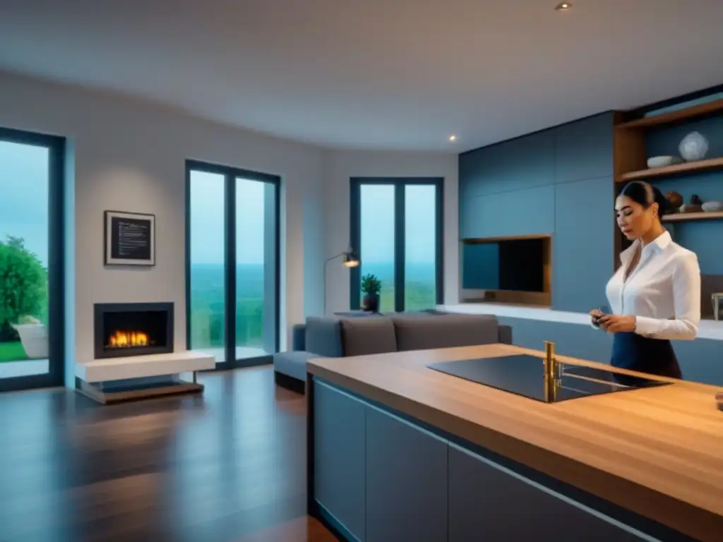 Experto en valuación: inspección minuciosa de hogar moderno Experto en avalúos inmobiliarios examina detalladamente interior moderno