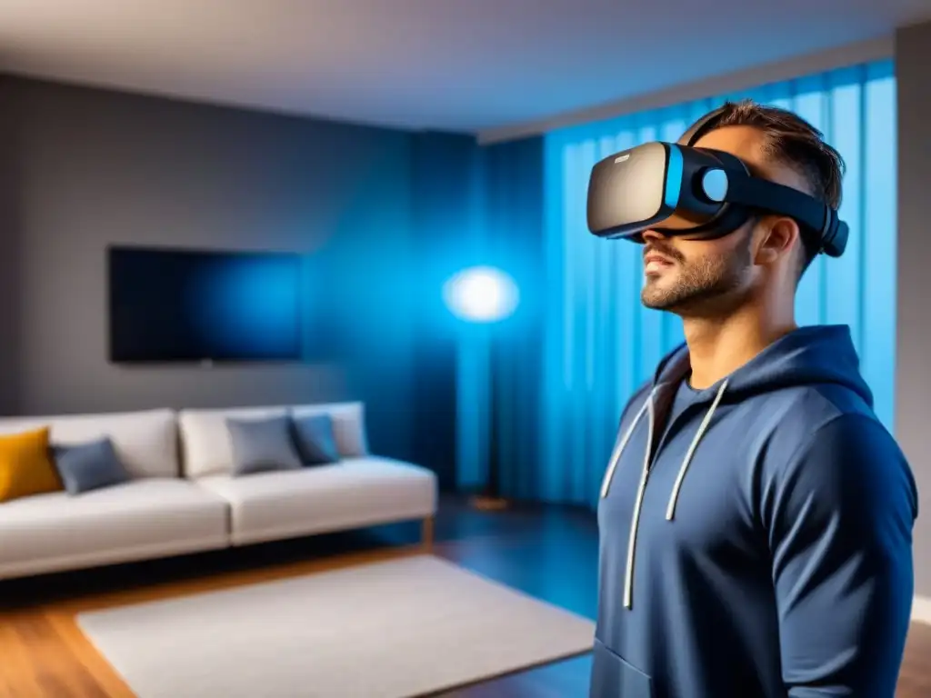 Casa inteligente en realidad virtual: tecnología y confort Exploración inmersiva de un hogar inteligente con tecnología avanzada
