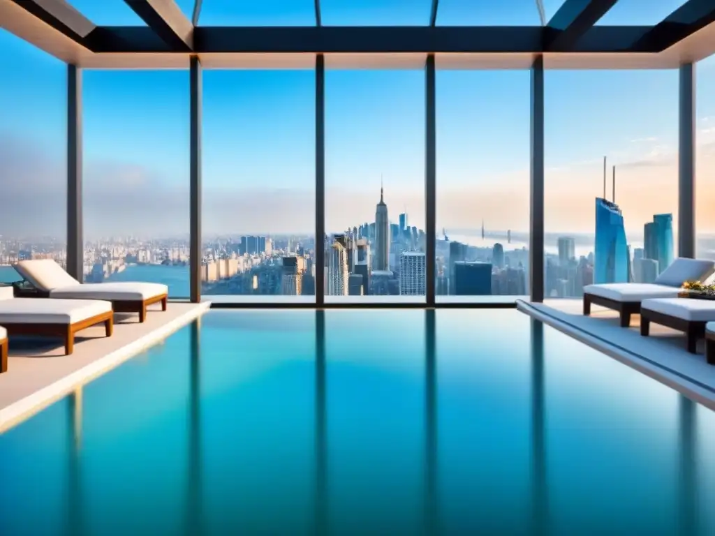 Penthouse de lujo con vista panorámica en ciudad emergente Exquisito penthouse de lujo en ciudad emergente con tecnología integrada y vistas panorámicas